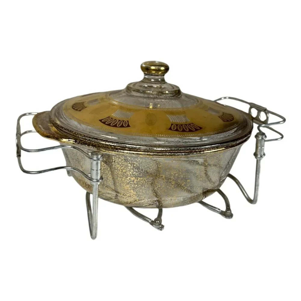 Vintage Fire King‎ Casserole with Metal Serving Holder
